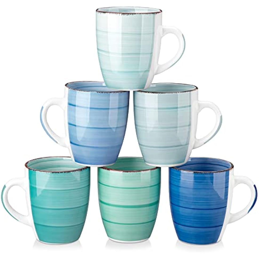 vancasso Bonita Mugs Set of 6, 360ml Stoneware Coffee Cup and Mug, Microwave & Dishwasher Safe Tea Cups, Large Mugs for Hot Drinks, Cool Color