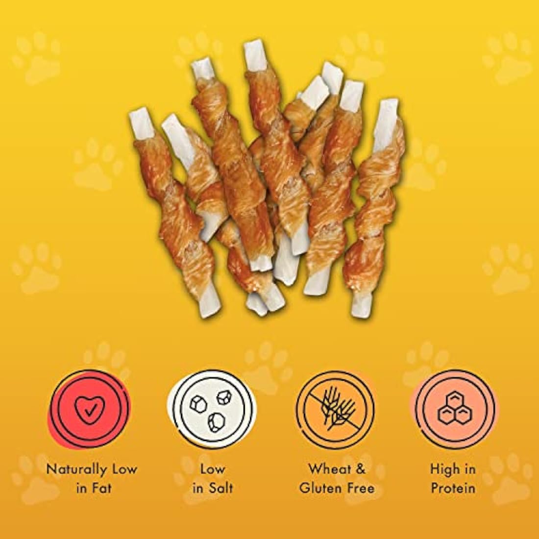 Pet Munchies Chicken Twists Dog Treats, Premium Grain Free Dental Sticks with Natural Real Meat, Low in Fat and High in Protein 80g (Pack of 8)