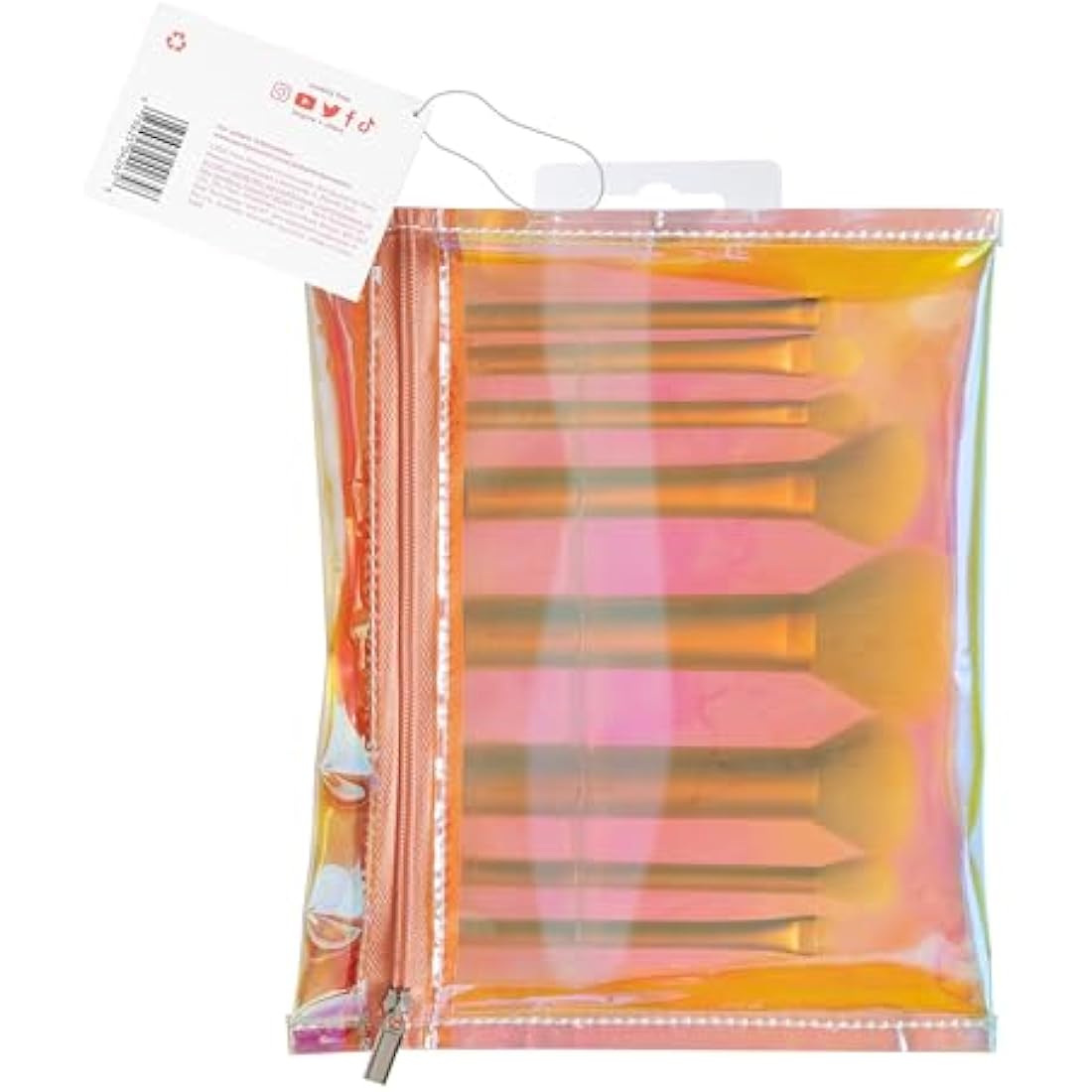 REAL TECHNIQUES The Wanderer Make up Brush Kit, Premium and Professional 8 Midi-size Brush Set with Bag, Soft Bristles, Foundations, Powders, and Concealers, Gold