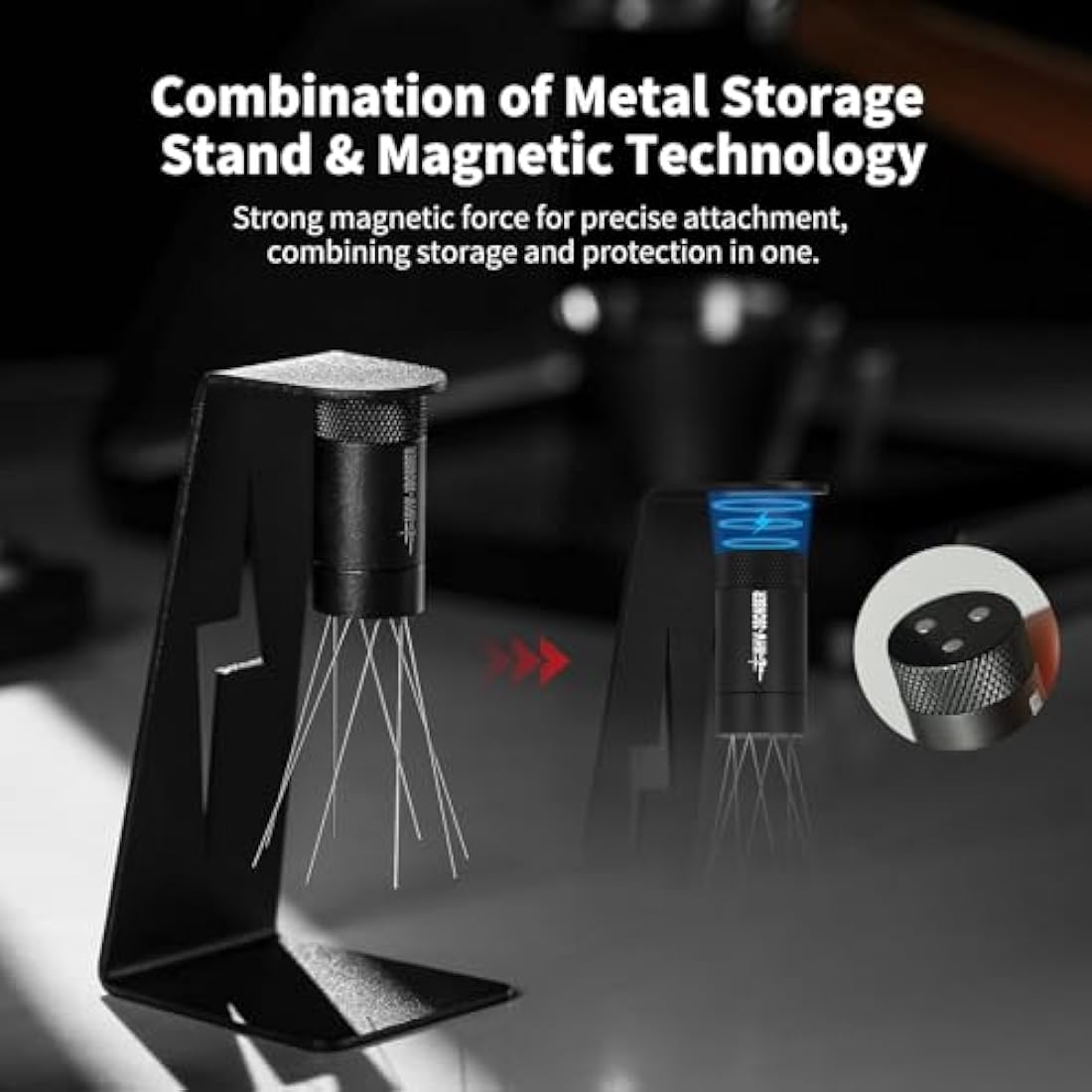 MHW-3BOMBER Wdt Tool 2.0, Adjustable Range Coffee Distribution Tool Coffee Stirrer 8 SUS304 Needles 0.4mm, Magnetic Stand Storage with 6 Replacement Needles Model: T6126-OS