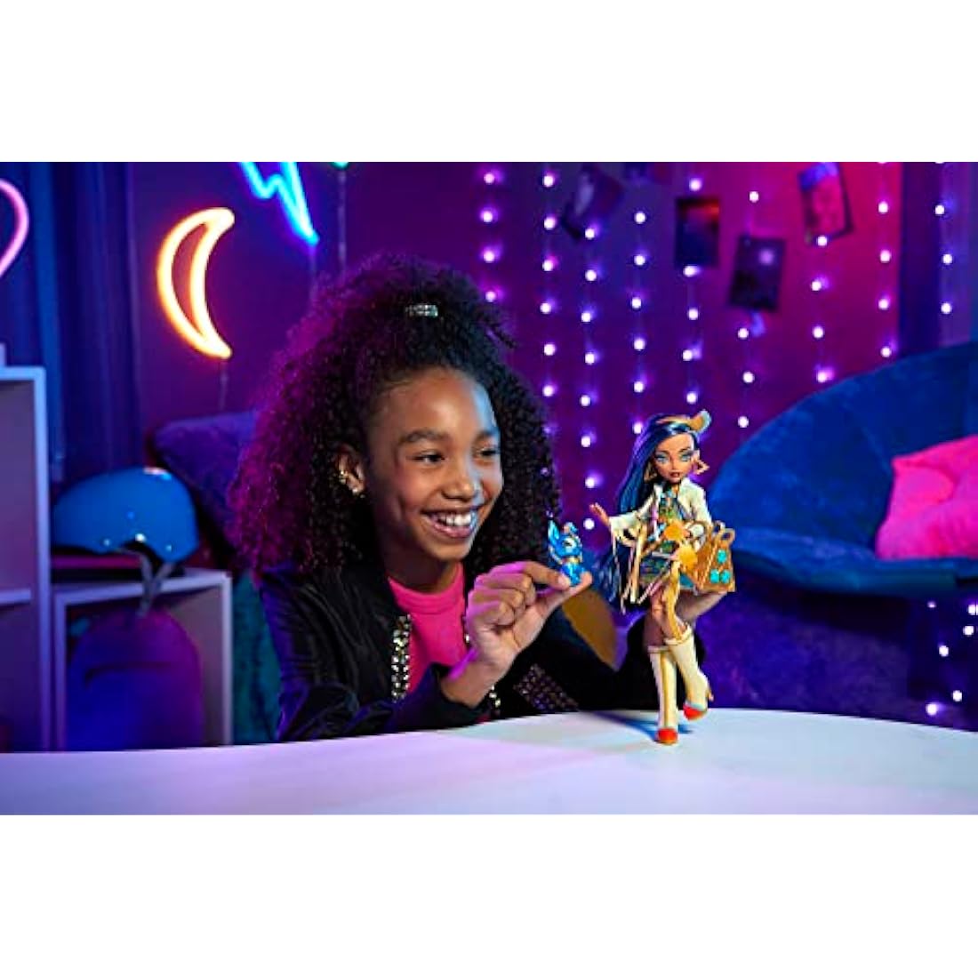 Monster High Doll, Cleo De Nile with Accessories and Pet Dog, Posable Fashion Doll with Blue Streaked Hair, HHK54