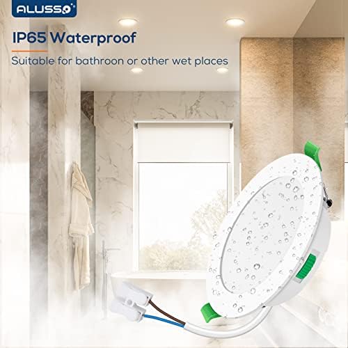 ALUSSO LED Recessed Ceiling Lights Dimmable, 5W IP65 LED Bathroom Spotlights, Warm White 3000K-Neutral White 4000K-Cool White 6500K Adjustable, Cut Φ75-85MM, 30MM Ultra-Slim Round Downlights, 6 Pack