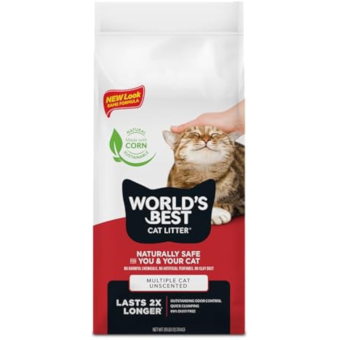 World's Best Cat Litter 28lb,Multiple Cat Unscented, 12.7 kg (Pack of 1)