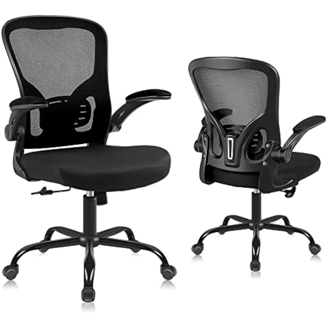 Youhauchair Office Chair, Breathable Mesh Swivel Desk Chair, Lumbar Back Support Ergonomic Office Chair, Computer Chair Office Chairs with Flip-up Armrests, Black