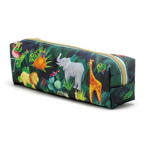 Puckator Animal Kingdom Canvas Pencil Case - School Equipment Stuff - Pencil Cases - Large Capacity Preppy Pencil Case - Zipper Pouch - Office Essentials - Pencils Case Cute - Pencilcase - Pen Case