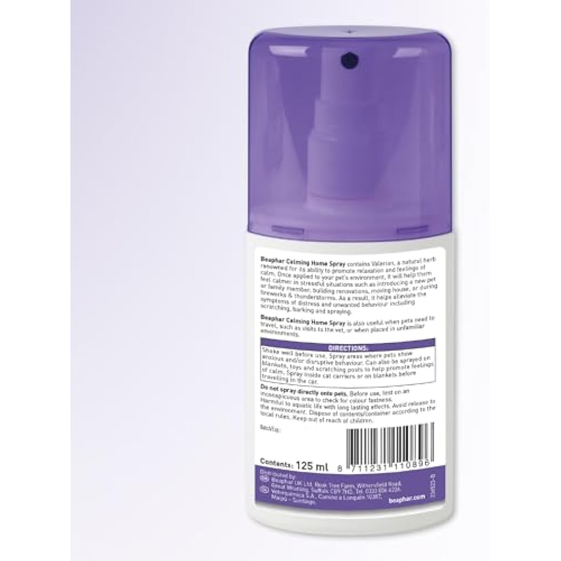 Beaphar - Herbal Calming Home Spray - Helps Reduce Stress - For Use Around the House & Travelling - Spray on Blankets, Carriers, Pet Bedding, & More - Contains the Natural Herb Valerian - 125ml Spray