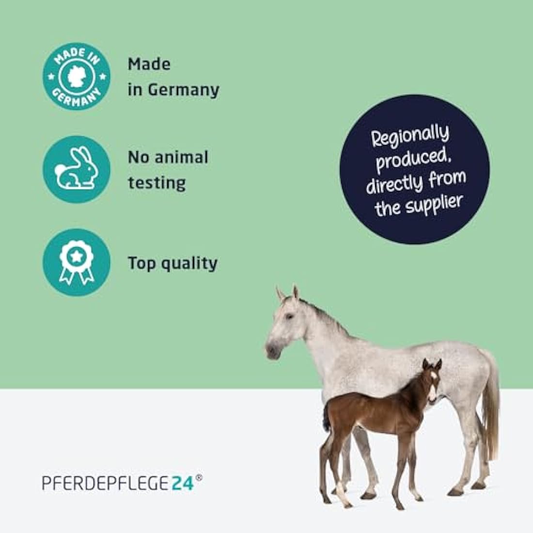 PFERDEPFLEGE24 Mane and Tail Detangler Spray for Horses - Brilliant Shine, Untangles & Conditions Hair - Non-Sticky & Long-Lasting Mane and Tail Spray - Dirt Repellent Horse Grooming - 2500ml