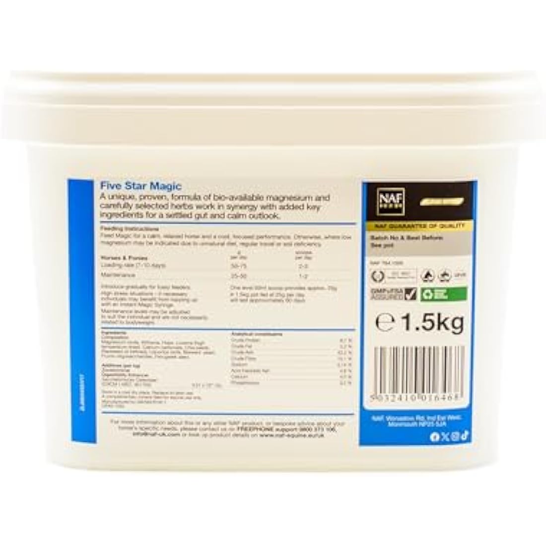NAF Five Star Magic 1.5kg – Advanced Calming Supplement for Horses – Magnesium-Based Formula with Herbal Extracts – Supports Relaxation & Concentration- Award-Winning scientifically trialled formula