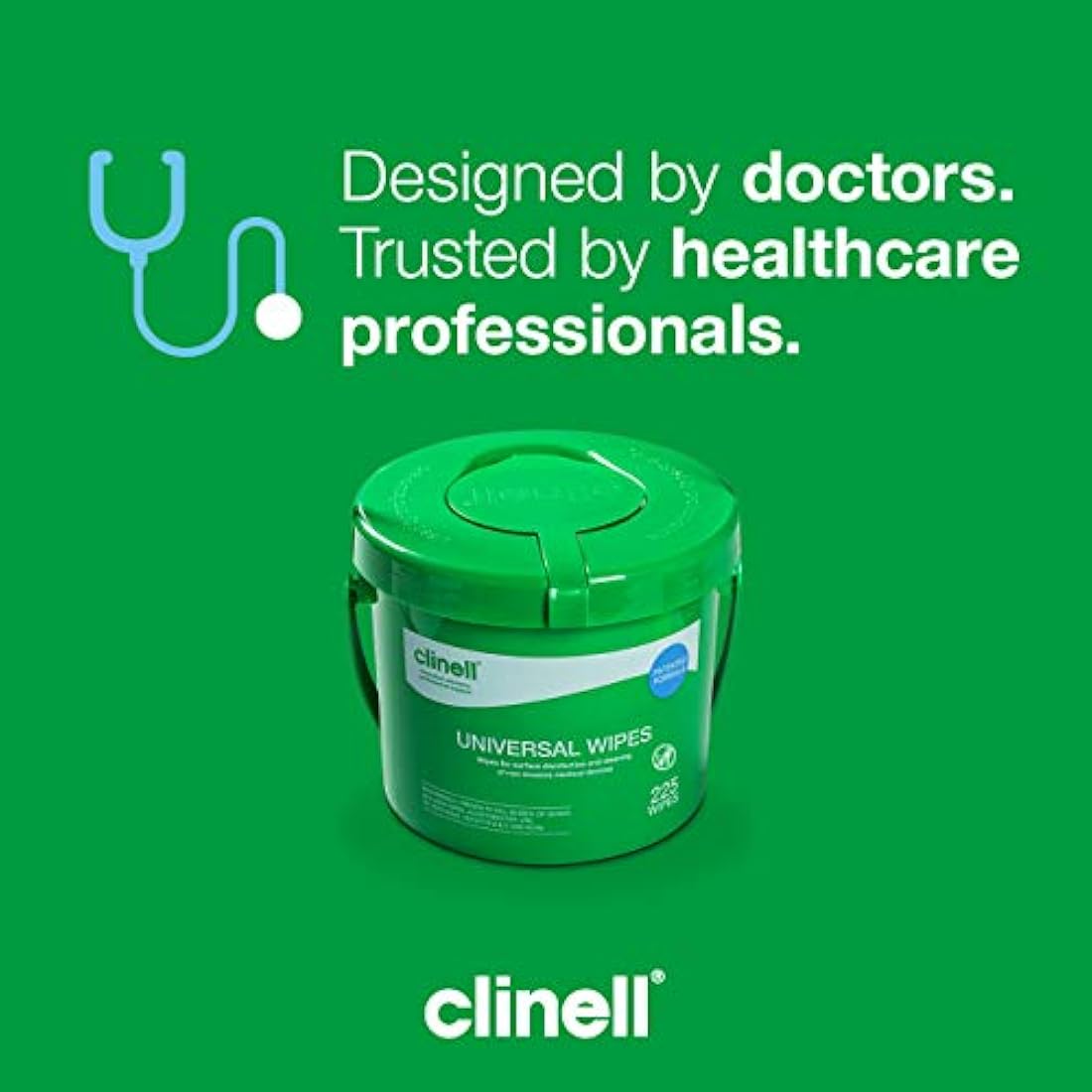 Clinell Universal Cleaning and Disinfectant Wipes for Surfaces - 4 x Buckets of 225 Wipes (900 Wipes Total) - Multi Purpose Wipes, Kills 99.99% of Germs, Effective from 30 Seconds