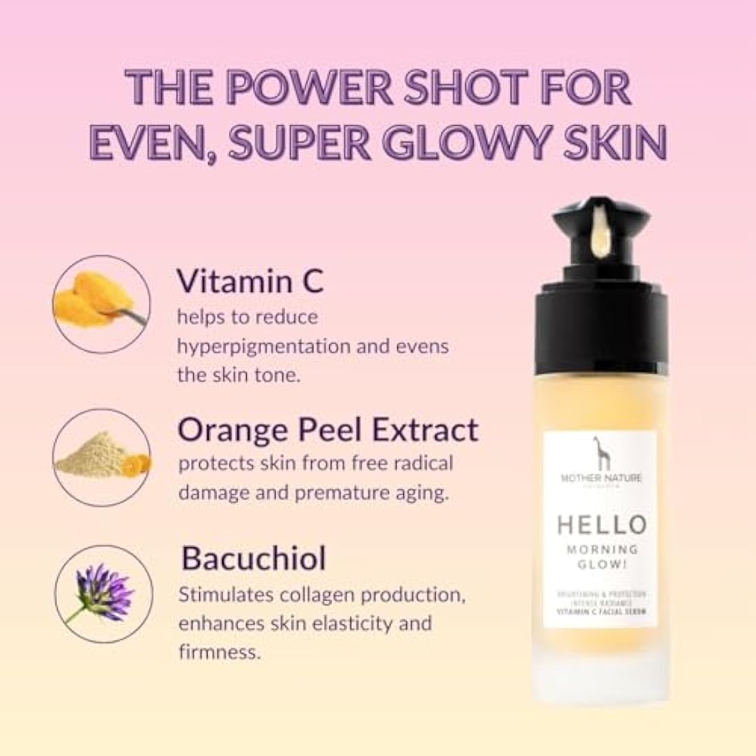 Vitamin C Serum for Face and Skin - 20% Vitamin C Anti-Ageing Formula with Hyaluronic Acid and Rhubarb Extract - VEGAN - 30ml - Natural Skin Care against Wrinkles and Blemishes