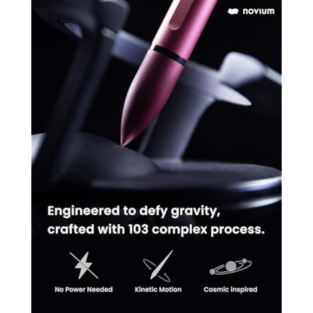 novium Hoverpen Interstellar Edition - Futuristic Luxury Pen Made With Aerospace Alloys, Unique Aesthetic, Free Spinning Executive Pen, Birthday Gifts for Men & Women (Mars Magma)