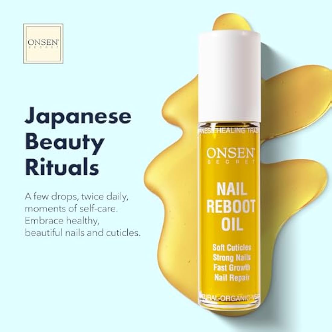 Organic Cuticle Oil for Nails - USA Made - Japanese Treatment for Damaged Nails - Natural Nail Cuticle Repair - Visible Results For Perfect Results - Nail Strengthener and Growth Reboot Oil 10ml