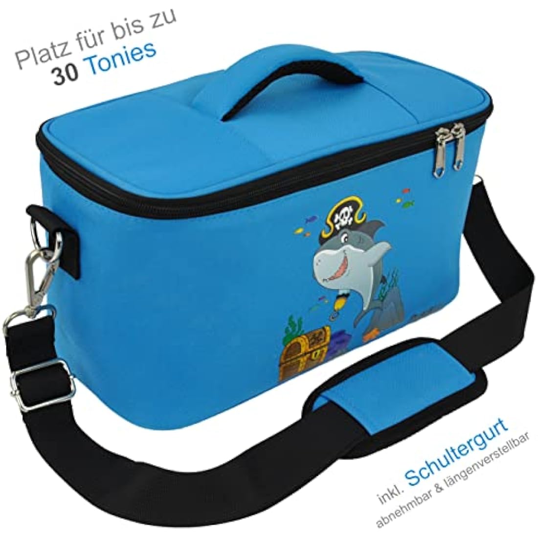 PUNALU Case for Toniebox, Space for 30 Tonies, Charger and Headphones Toniebox Bag (Shark Light Blue)
