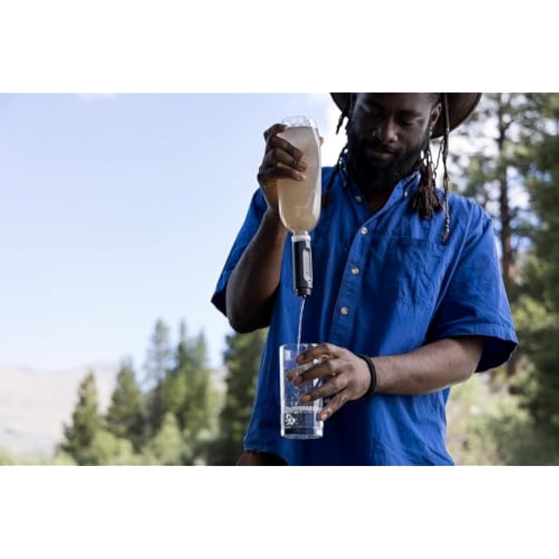 LifeStraw Peak Series - Collapsible Squeeze Bottle Water Filter System – 1L for Trail Running, Through Hiking, Travel, Cycling, and Fishing, Dark Mountain Gray