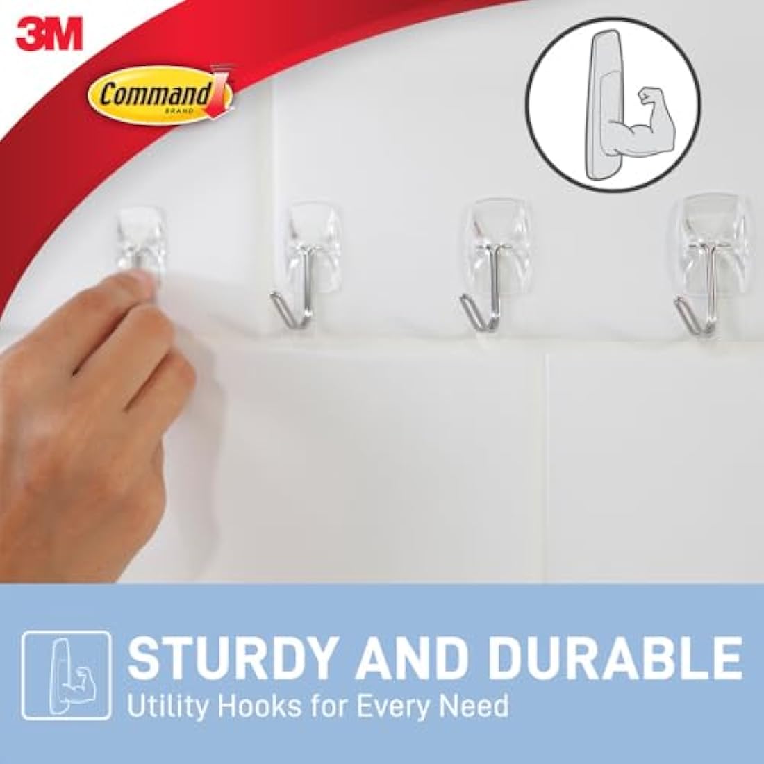Command Clear Wire Hanger Hook, Value Pack of 9 Hooks and 12 Adhesive Strips, Transparent - Damage Free Hanging - Holds up to 225 gm