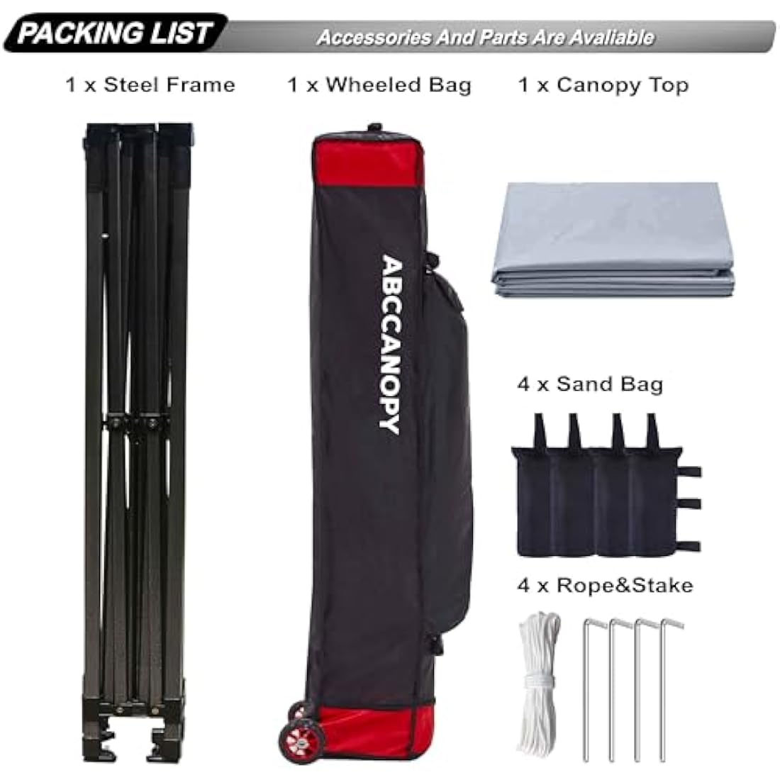 ABCCANOPY Pop Up Gazebo with Detachable Awning, Commercial Market stall, Bonus Upgraded Roller Bag, 4 Weight Bags, Stakes and Ropes