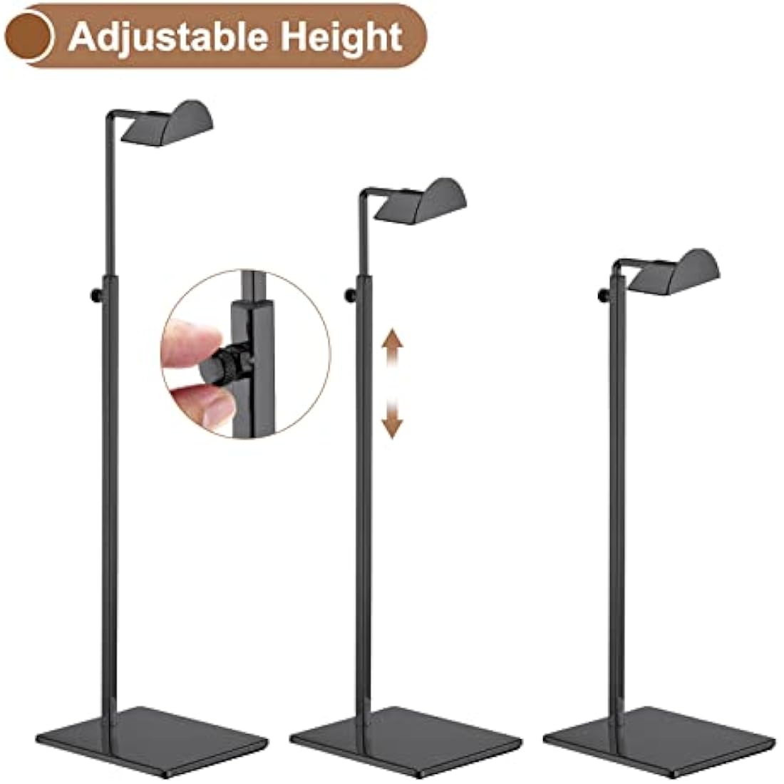 sourcing map Purse Display Stand Set 2 Pack Metal Adjustable Height Handbag Rack Single Hook Holder for Boutique Store - Black