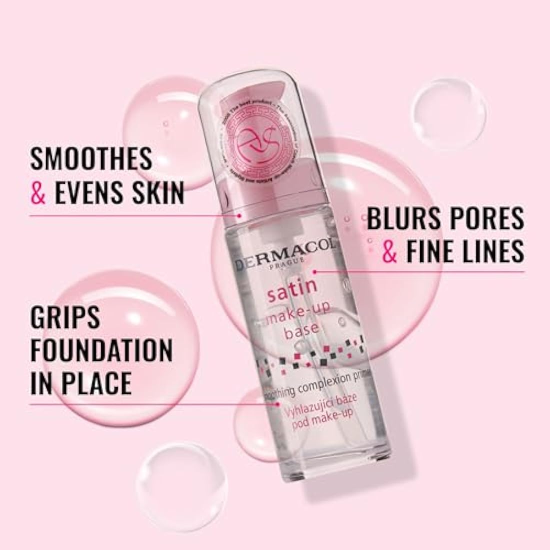 Dermacol - Satin Makeup Base, Matte Face Primer for Wrinkles and Pores, Transparent Makeup Primer for Oily Skin & Dry and Combination Skin, Easy to Blend Pore Filling Primer, 30 ml