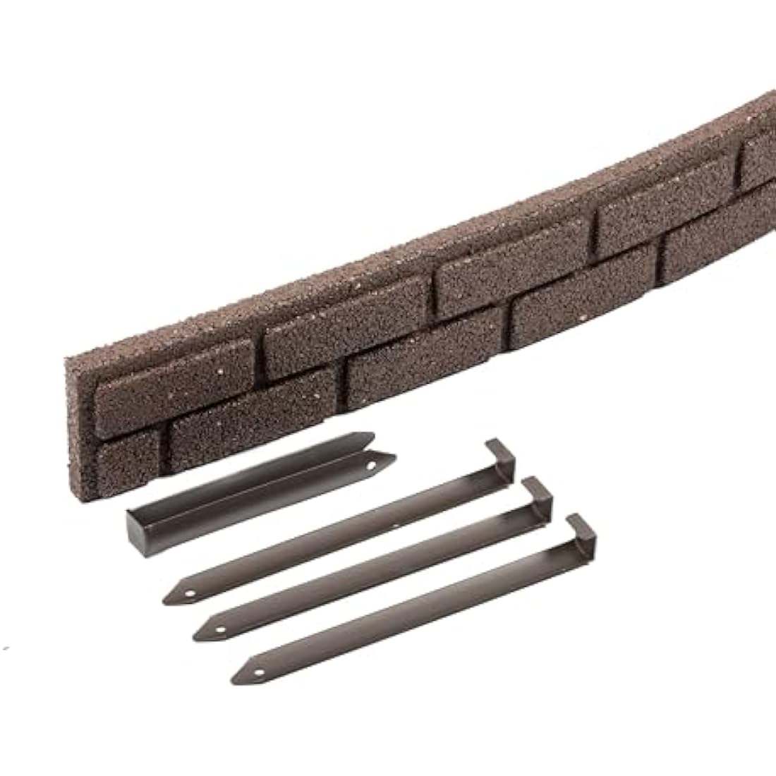 Nicoman Ultra Curve EZ Brick Effect Border Eco-Friendly Garden Edging,Recycled Rubber Tyre for Garden, Path & Patio 9cm High 120cm (4ft) Long, Brown, Pack of 12