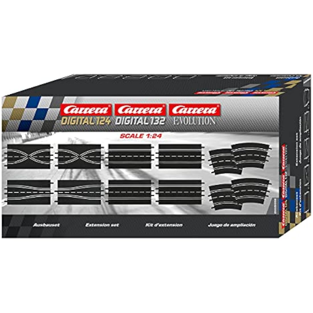 Carrera Evolution 20026956 Track Extension set (4 straights, 2 lane change sections 2 chicanes, 4 curves 2/30°), 12 Pieces