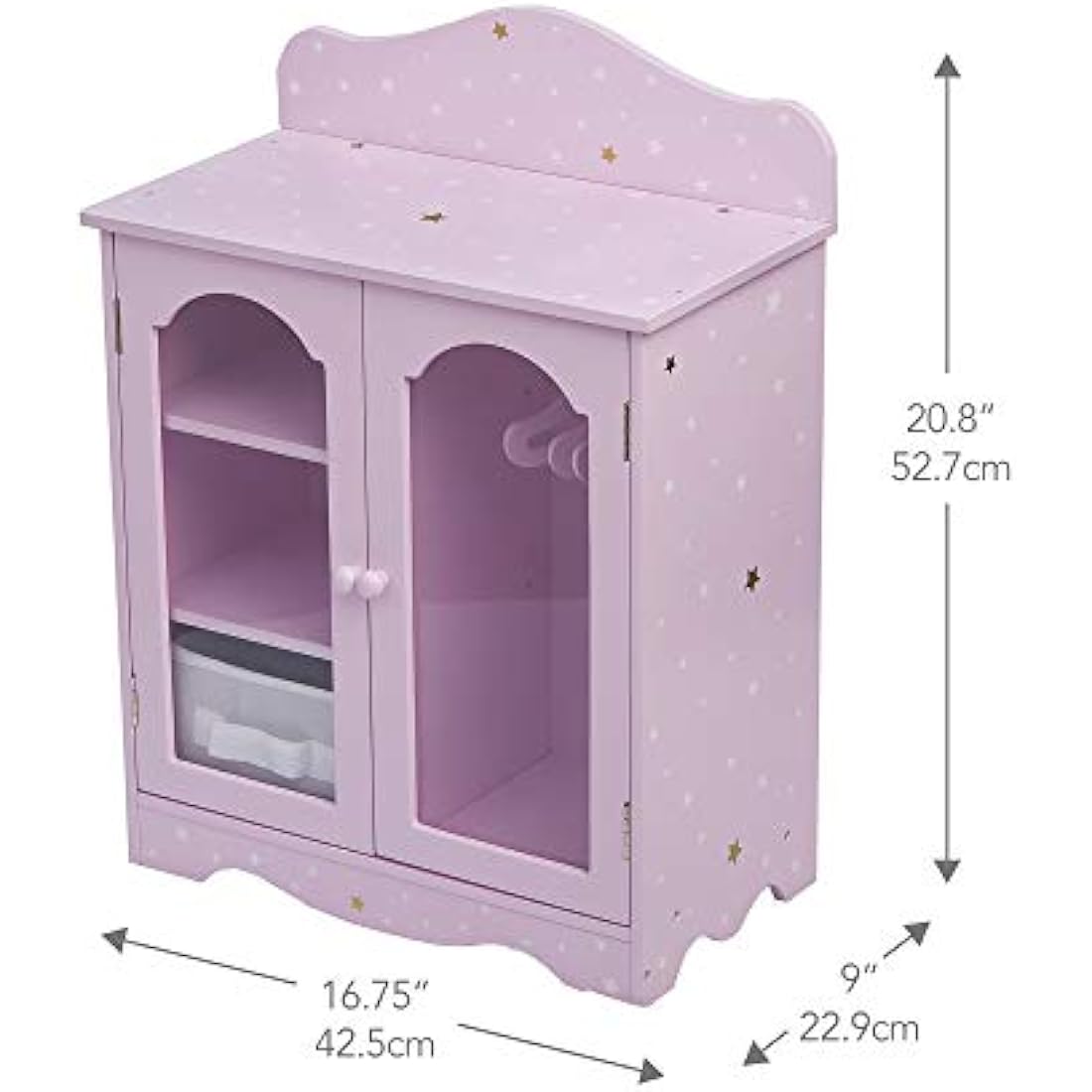 Olivia's Little World Purple Star 18 Inch Doll Closet Wardrobe Wooden Doll Furniture With 3 Doll Hangers TD-0210AP