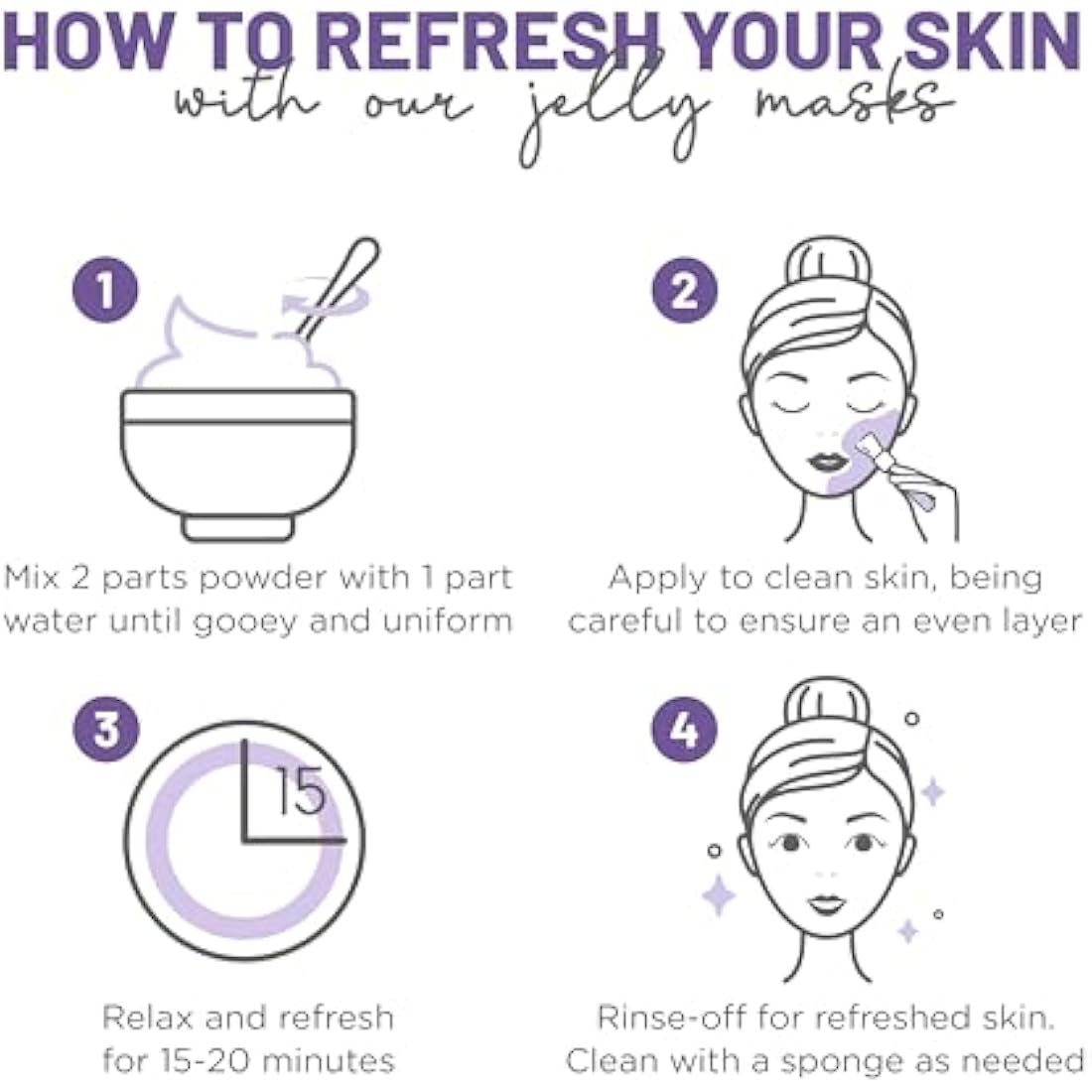BRÜUN Peel-Off Lavender Jelly Mask for Face Care – A 23 fl oz Rubber Mask Jar for 30 to 35 Treatments – A Skin Care Moisturizing Gel Mask of Spa Set for Men, Women and Adults
