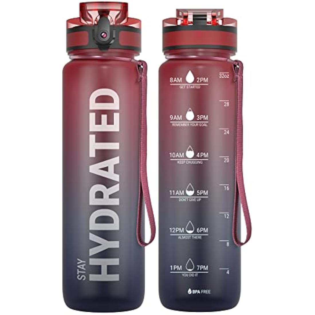 Sahara Sailor Leakproof Water Bottle 1L/500ML/750ML, Tritan BPA Free Motivational Sport Drinks Bottle with Clear Time Marker, Lock Cover, Easy Clean Brush, Durable for Gym, School, Cycling (1 Bottle)