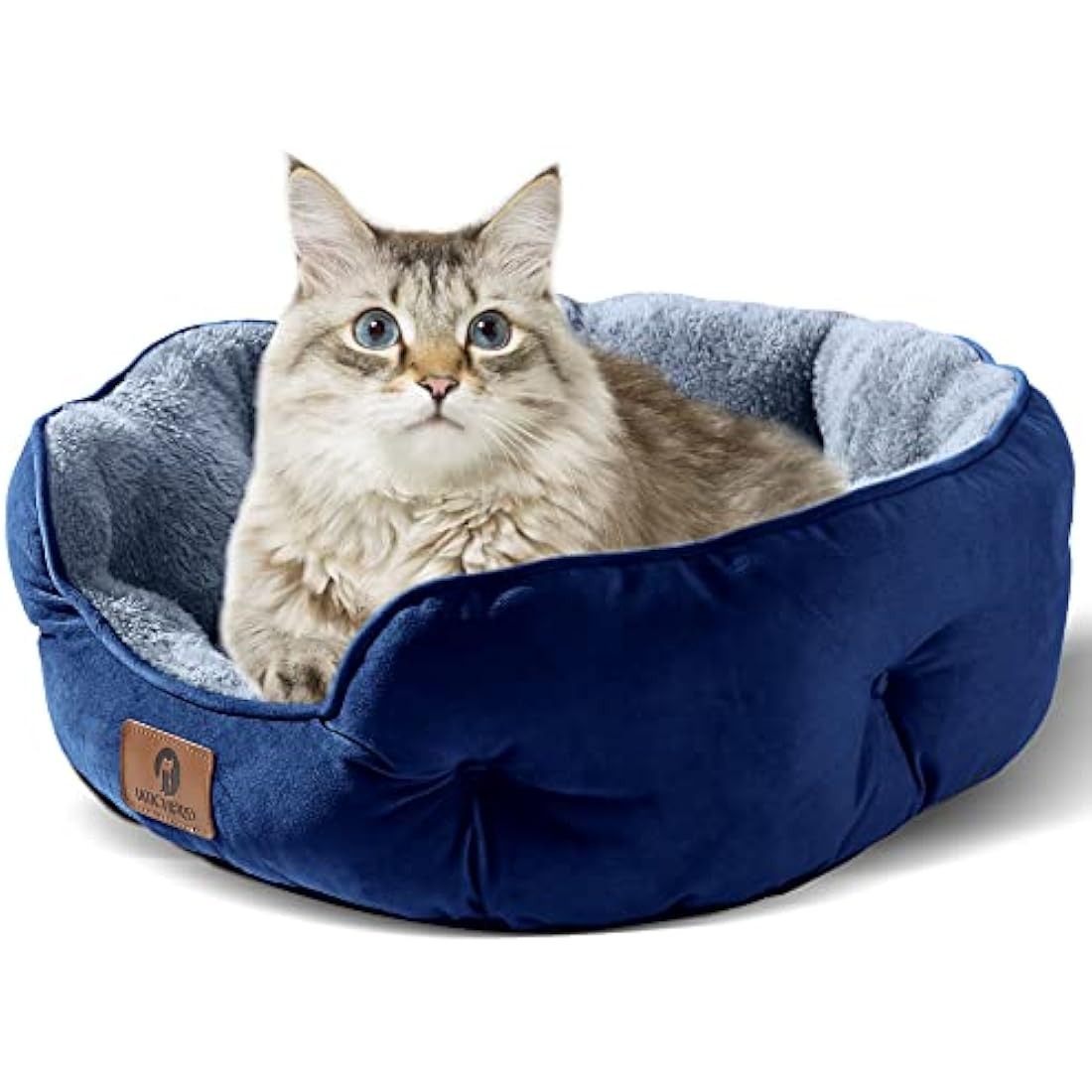 Asvin Medium Dog Bed for Medium Dogs, Large Cat Beds for Indoor Cats, Pet Bed for Puppy and Kitty, Extra Soft & Machine Washable with Anti-Slip & Water-Resistant Oxford Bottom, Blue, 25 inches