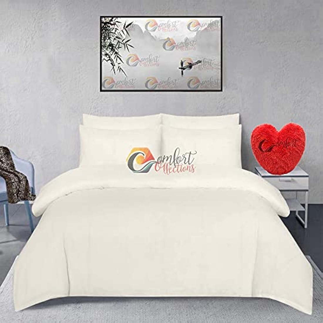Comfort Collections Brushed 100% Cotton Flannel Flannelette Plain Duvet Quilt Cover Bedding Set Cream King 230cm x 220cm Approximate