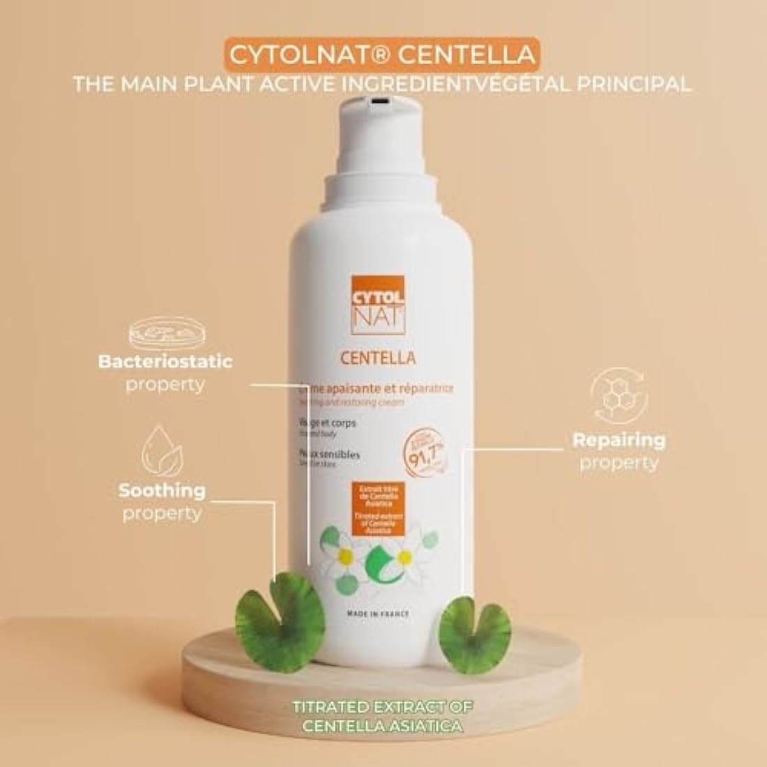 CYTOLNAT - Centella Soothing and Repairing Cream - Moisturizes, Repairs, Soothes, Reduces Redness and Irritation - Sensitive and Fragile Skin - Face and Body - Natural Formula - 400 ml