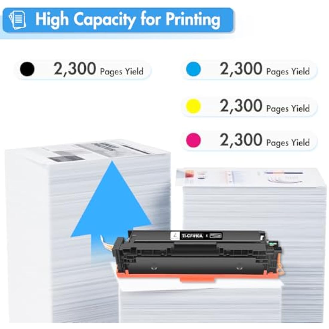 TRUE IMAGE Compatible Toner Cartridge Replacement for HP 410A CF410A 410X CF410X Laserjet Pro MFP M477fdw M477fdn M377dw M452nw M452dn M477fnw Toner (Black,Cyan,Yellow,Magenta, 4-Pack)