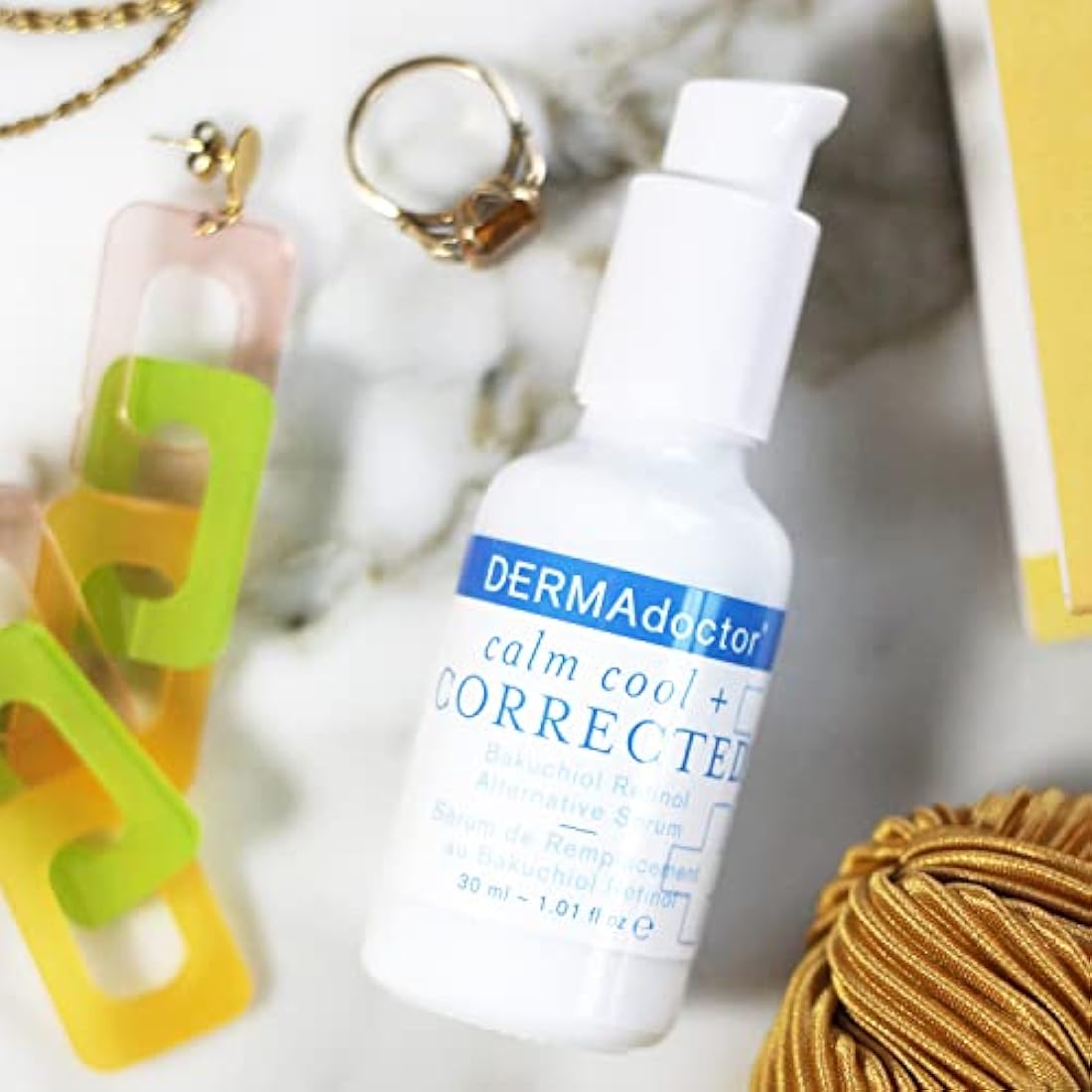 DERMAdoctor Calm Cool + Corrected Dermatologist Formulated Bakuchiol Retinol Alternative Serum for Sensitive Skin; Anti Aging Serum for Fine Lines, Wrinkles, Brightening and Pore Minimizing - 30 ml