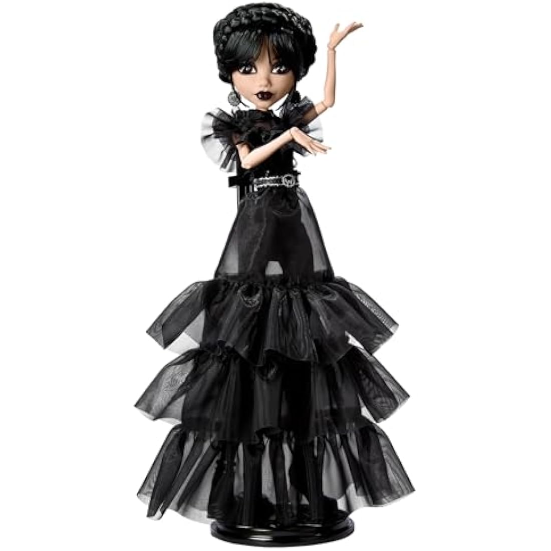 Monster High Wednesday Doll, Rave’N Wednesday Collectible in Black Gothic Gown inspired by Dance Scene, Premium Accessories and Doll Stand, HXJ03