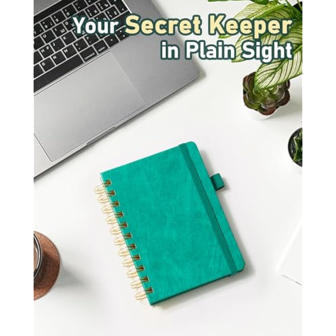 WEMATE Spiral Password Book with Alphabetical Tabs, Small Password Keeper Book for Seniors, Internet Password Notebook Hardcover Password Journal logbook – 12 x 15cm (Teal)