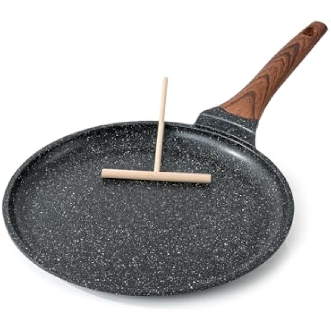 Kordisen Crepe Pan Nonstick, 30cm Dosa Pan with Spreader, Granite Coating Pancake Flat Skillet for Stove Top, Induction Compatible, PFOA Free