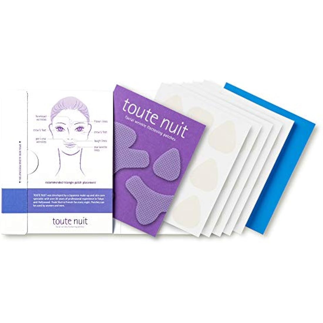 Toute Nuit Facial Wrinkle Flattening Patches, Triangle - Forehead, Around Eyes and Lips Anti-Wrinkle Patches, Face Tape - 45 Patches