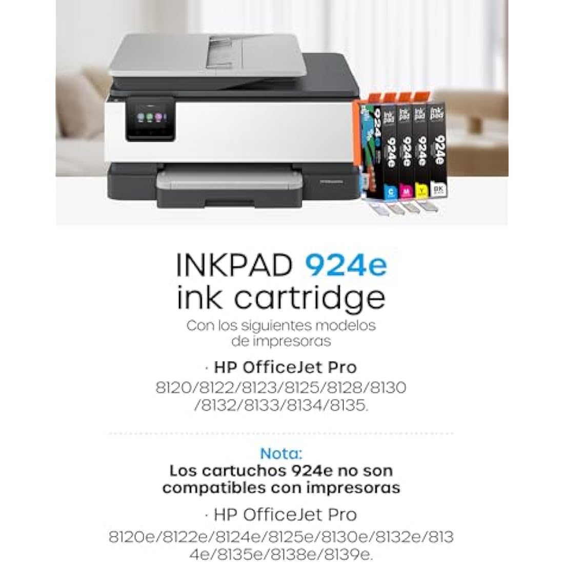 [with Chip] 924XL Ink Cartridges Compatible with HP 924 924e 924XL Ink,Work for HP OfficeJet Pro 8120 8122 8123 8125 8128 8130 8132 8133 8134 8135 Printer (4-Pack, Black Cyan Magenta Yellow)