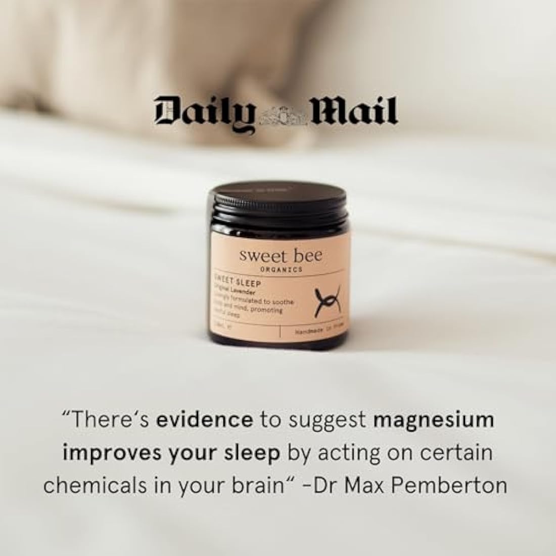 Sweet Bee Magnesium Butter - Soothing Magnesium for Sleep & Relaxation with Shea Butter - Moisturizing Magnesium Balm for Muscle Recovery - Nourishing Magnesium Cream for Sleep - Lavender 120ml