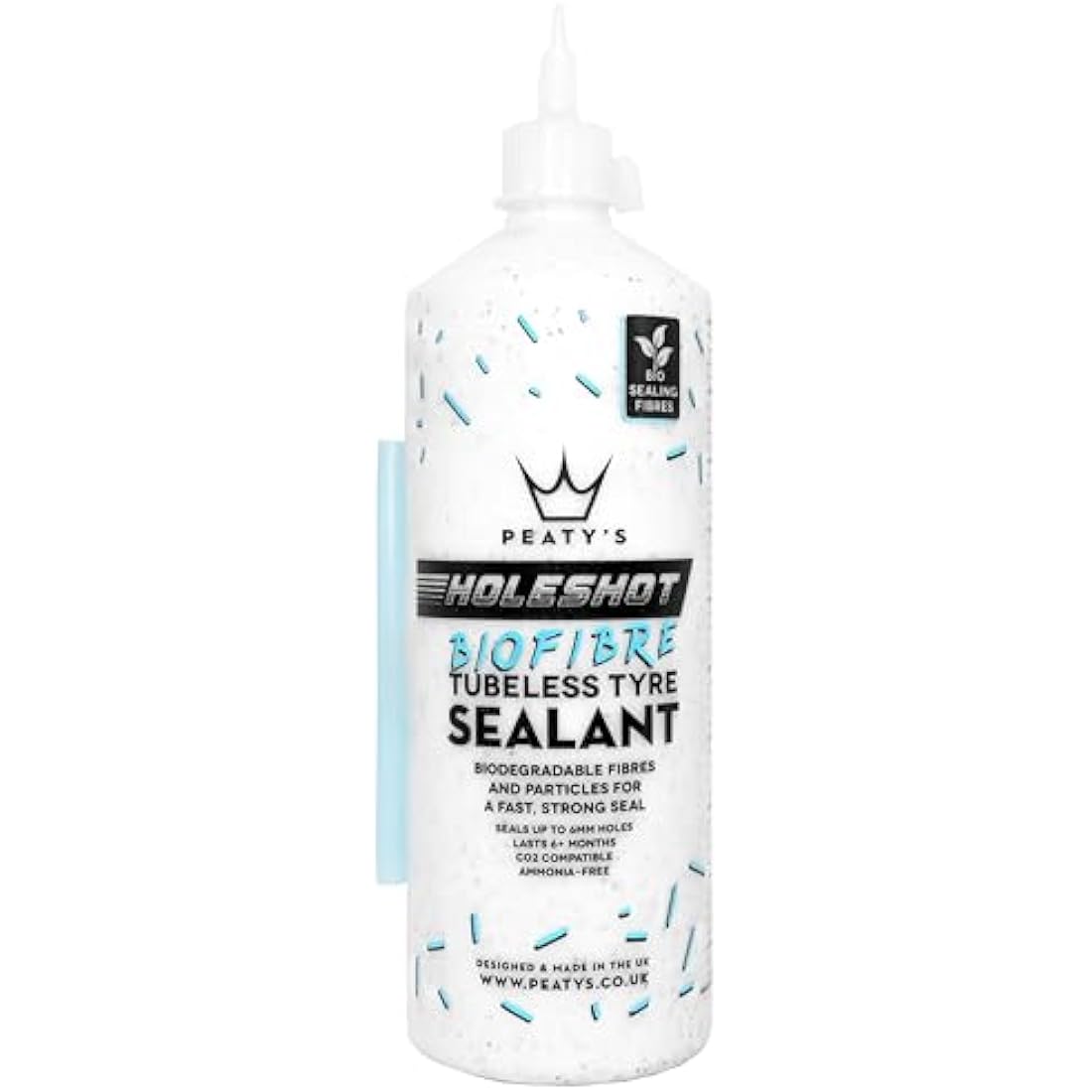 Peaty's Holeshot Biofibre Tubeless Tyre Sealant, Fast Acting Puncture Repair, Seals Up to 6mm holes for MTB, Road and Gravel Bikes, Uses Biodegradable Sealing Fibres
