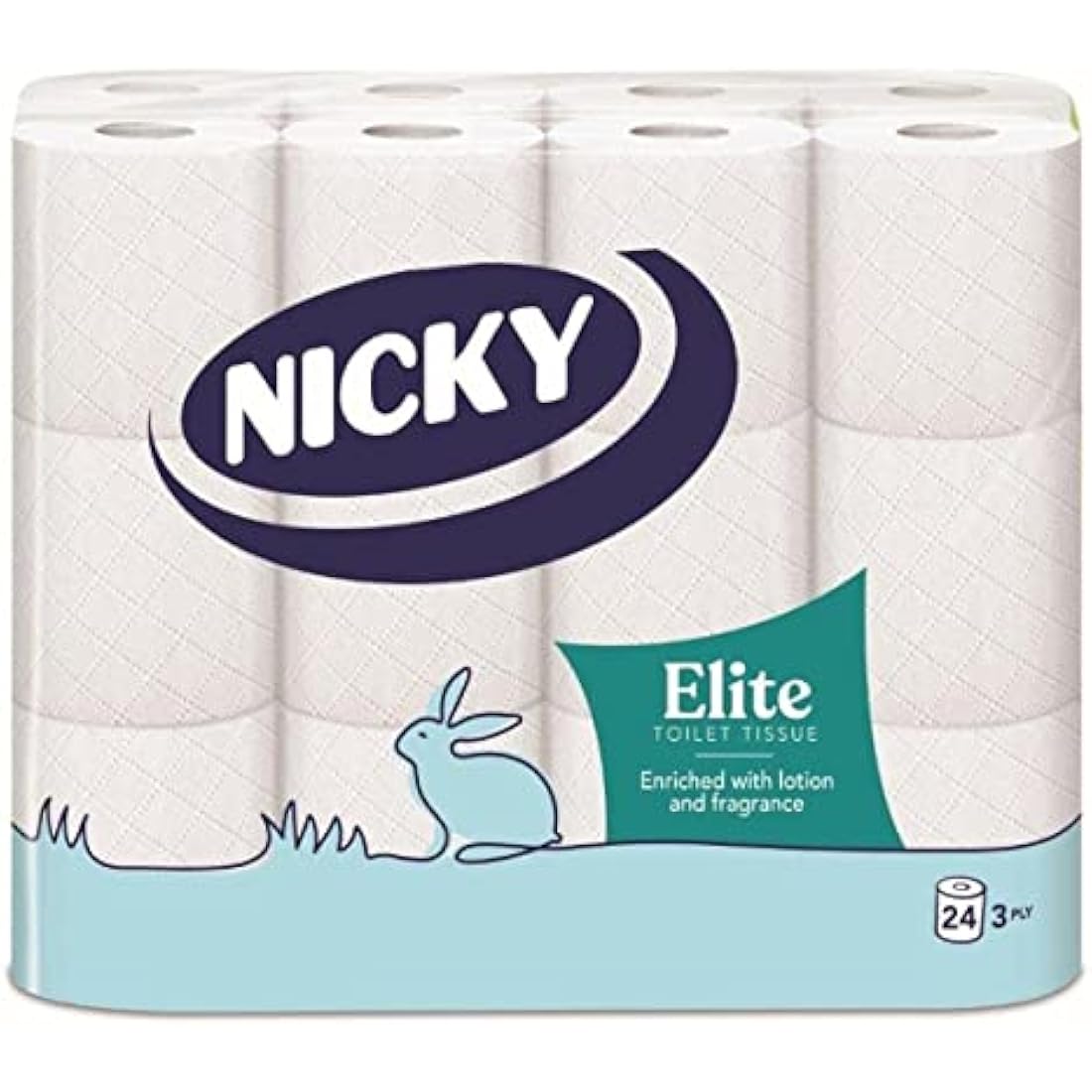Nicky Elite Scented Toilet Tissue | 24 Rolls of White Toilet Paper| 3-ply | Talc Scent | Softness to The Skin | Enriched with Lotion |100% FSC Certified Paper | Extra Value Pack