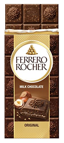 Ferrero Rocher White Chocolate with Crunchy Whole Hazelnut and Cocoa Filling, 90g