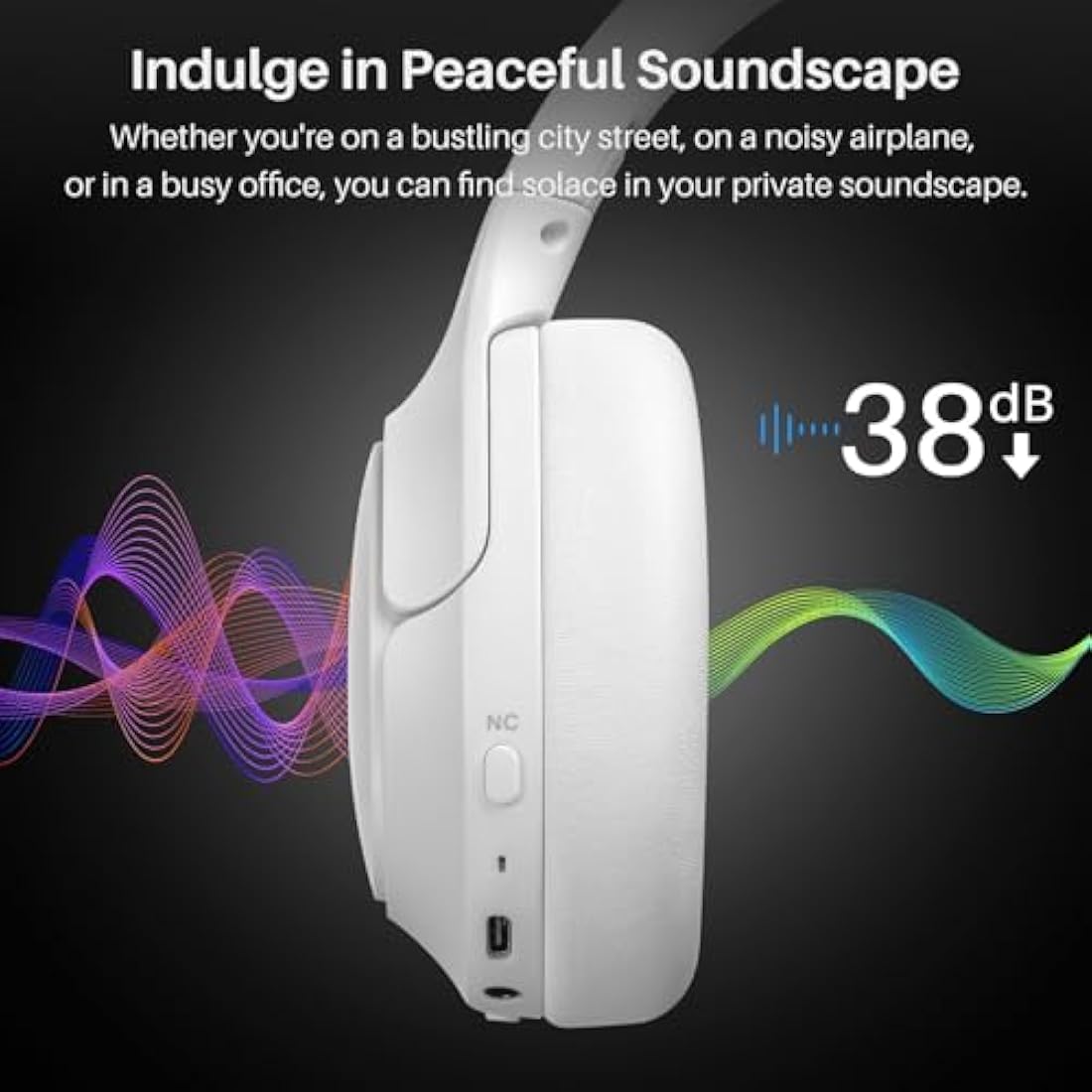 TOZO HT2 Hybrid Active Noise Cancelling Wireless Headphones, 60H Playtime Lossless Audio Over Ear Bluetooth Headphones, Hi-Res Audio Deep Bass Foldable Lightweight Headset for Workout