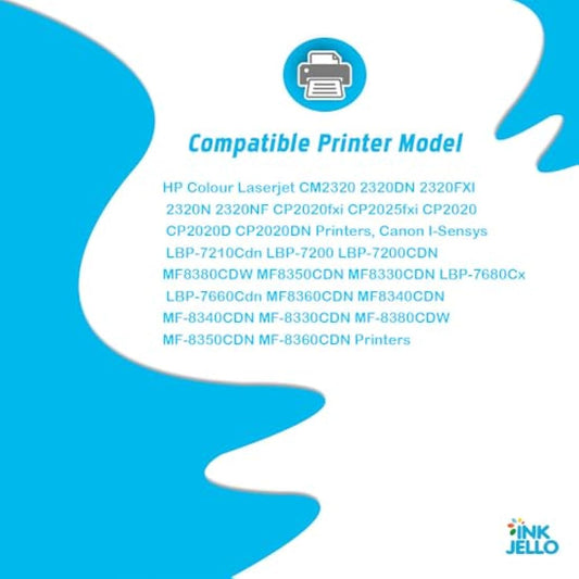 Inkjello Compatible Toner Cartridge Replacement for HP Colour LaserJet CM2320 CM2320fxi CM2320n CM2320nf CP2020 CP2025 CP2025dn CP2025n CC530A CC531A CC532A CC533A CRG 718 BK/C/Y/M, 4-Pack