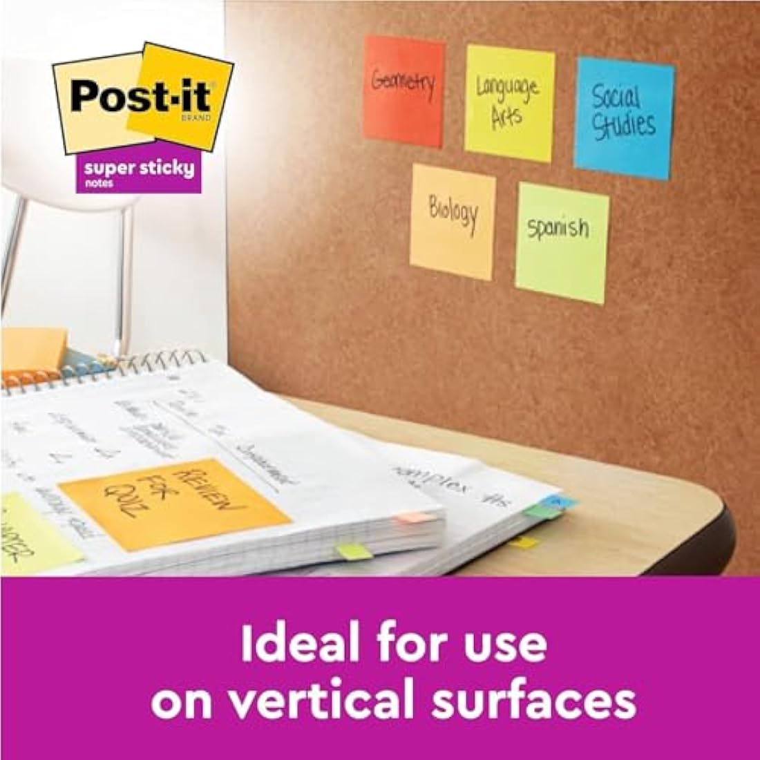 Post-it Super Sticky Notes Ultra Yellow Colour, Pack of 12 Pads, 90 Sheets per Pad, 76 mm x 127 mm - Extra Sticky Notes for Note Taking, to Do Lists & Reminders