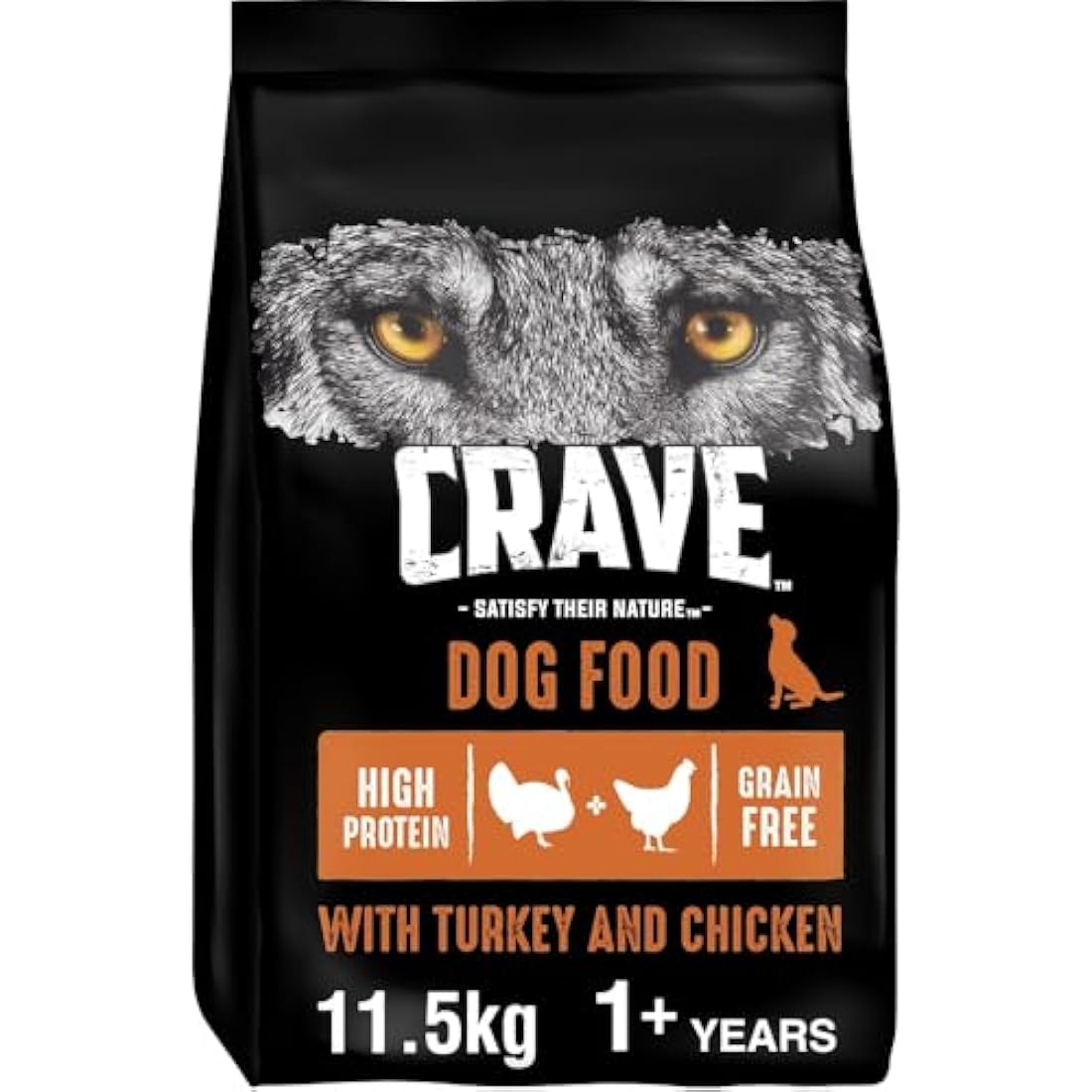 Crave Turkey & Chicken 11.5 kg Bag, Premium Adult Dry Dog Food with high Protein, Grain-free
