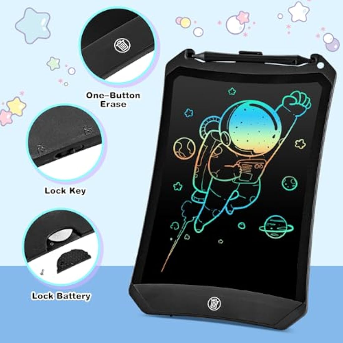 PINKCAT 8.5in LCD Writing Tablet - Colorful Screen Doodle Scribbler Pad Drawing Board Learning Educational Toys - Gift for Kids 3-6 7 8 9 Years Old Girl Boy (8.5in, Black)