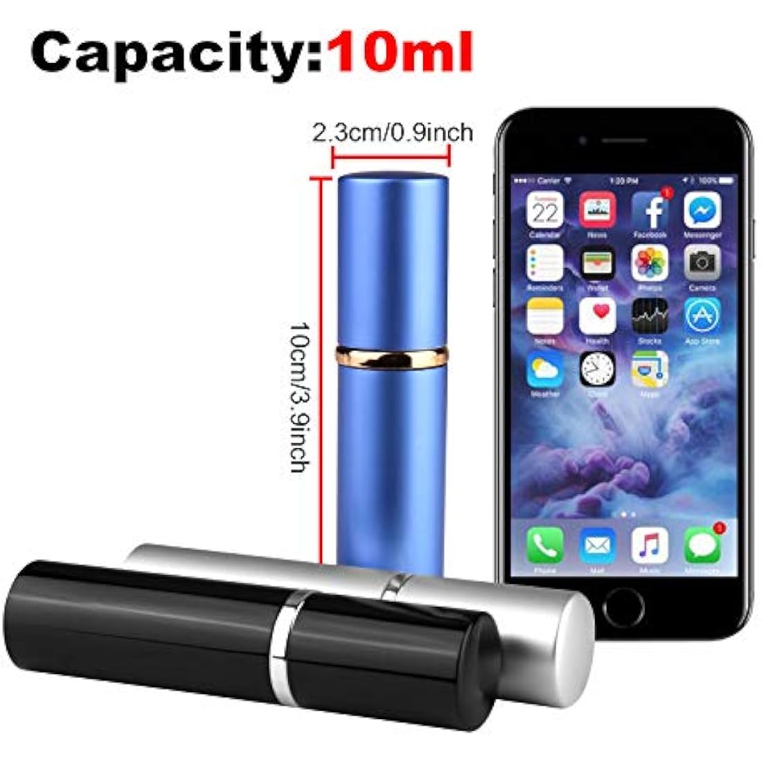 Refillable Travel Perfume Atomiser Bottles, Zingso 3 Pcs 10ml Mini Portable Spray Bottles Refillable Perfume Aftershave Atomiser Empty Travel Bottles with Funnel (10ml (Black+Silver+Blue))