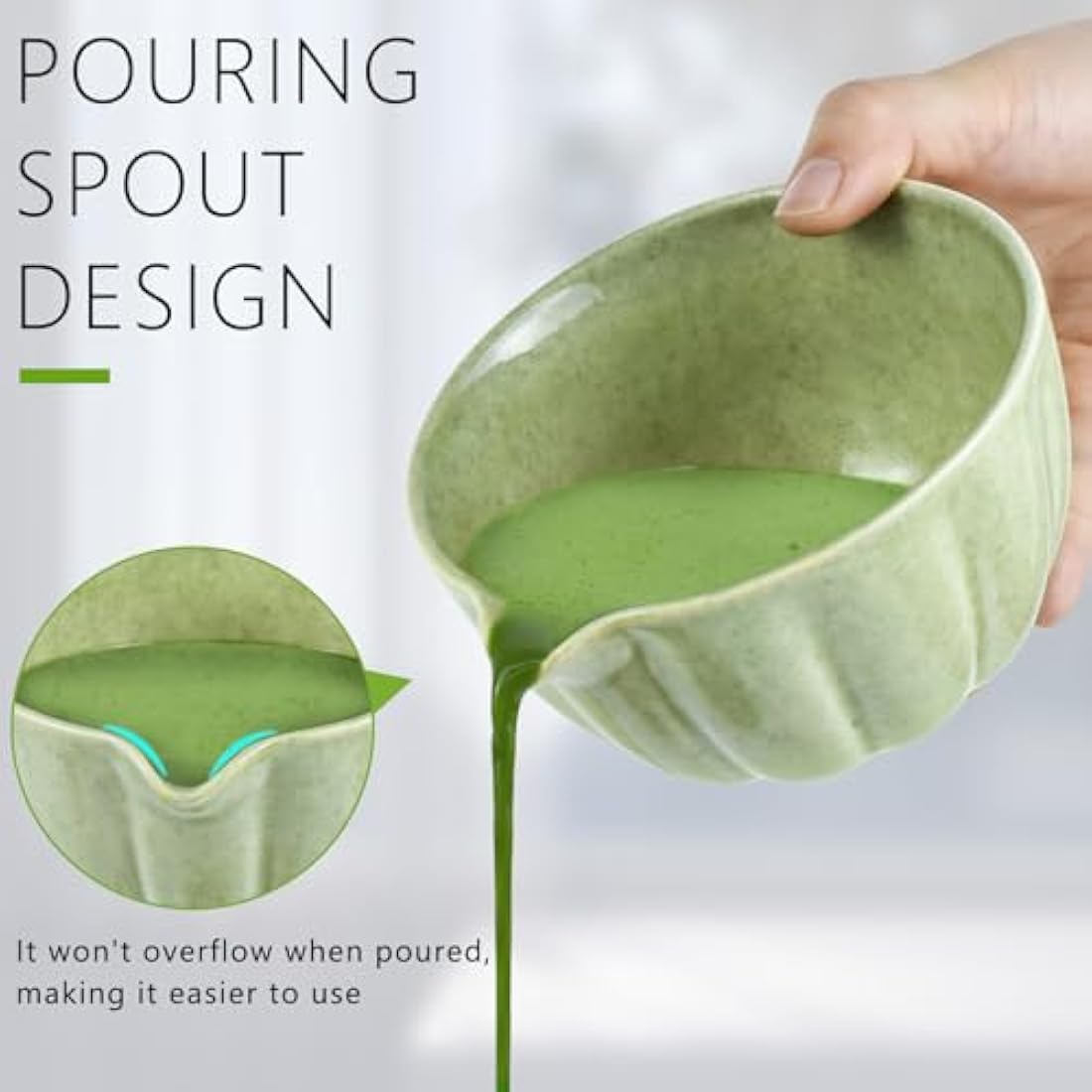 Artcome 6-Piece Japanese Tea Set, Matcha Bowl with Spout, Whisk, Scoop, Holder - Handmade Ceremony Kit