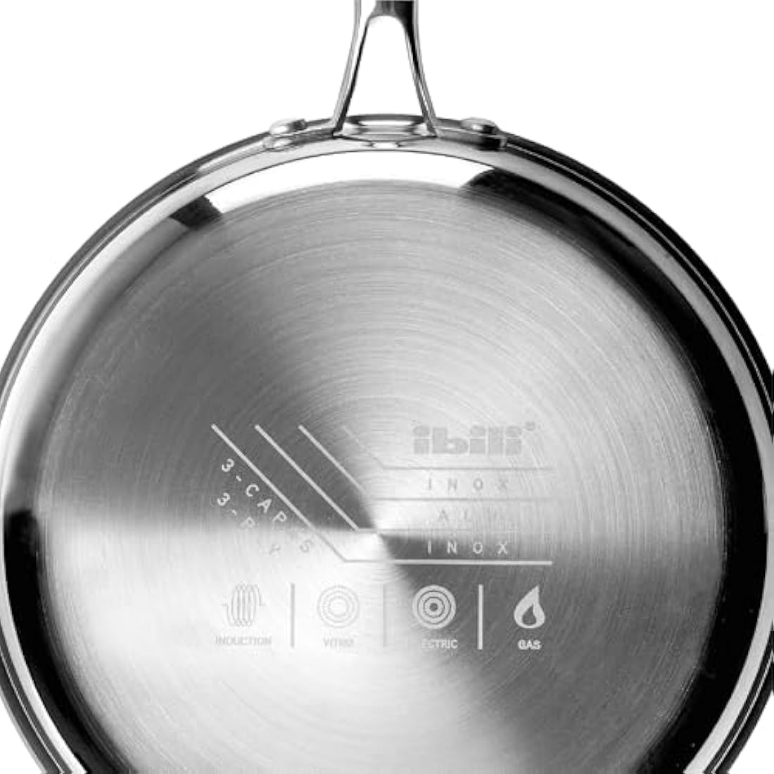 IBILI Triply Natural Tri-Ply Frying Pan, 22 cm, Stainless Steel, Suitable for Induction, Non-Stick