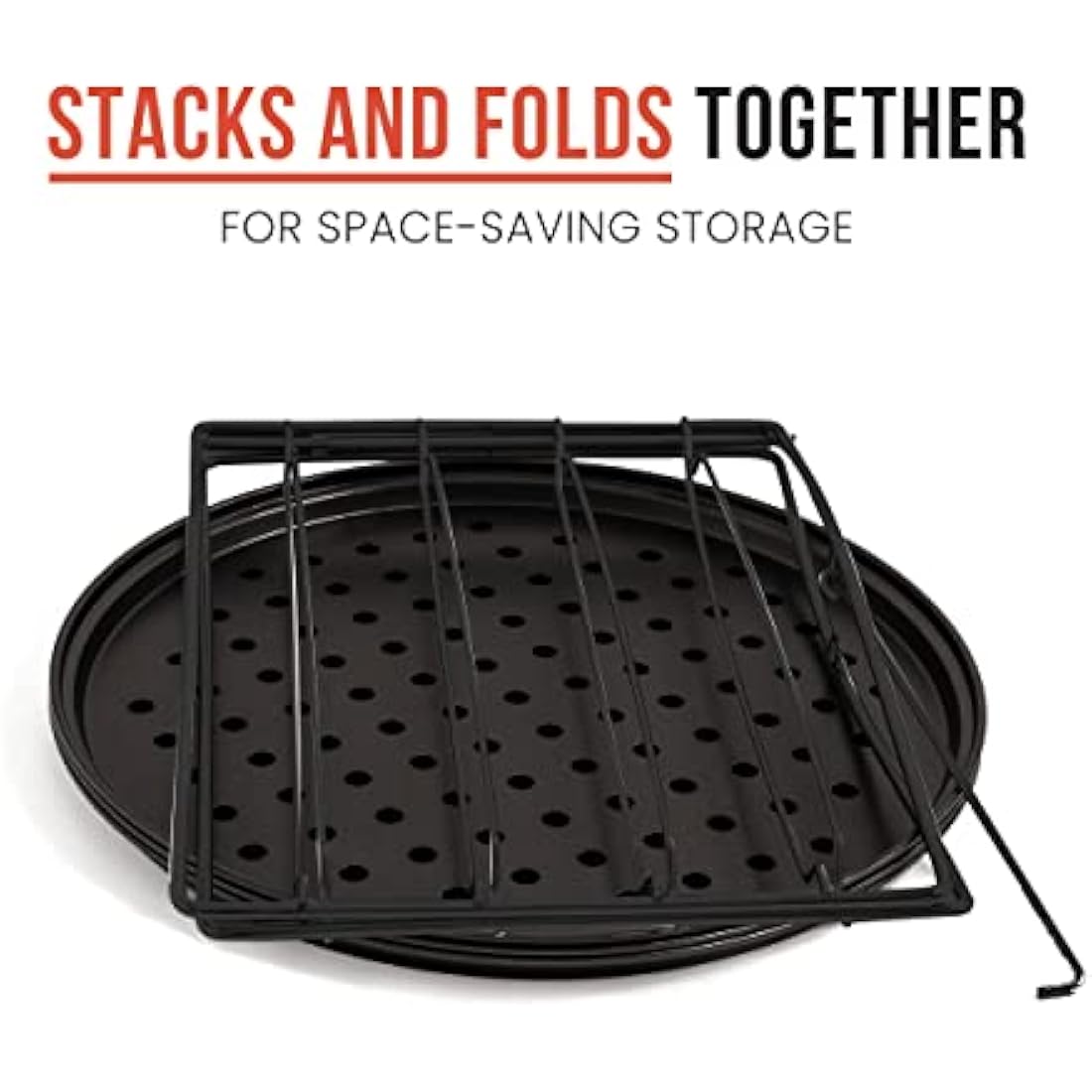 Chef Pomodoro Pizza Baking Set with 3 Pizza Pans and Pizza Rack, (28cm Pans), Non-Stick Perforated Pizza Trays for Oven, Pan with Holes, Pizza Pan for Oven, Barbeque, Bakeware Supplies
